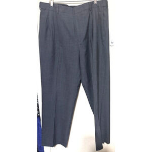 Lands' End Wool Dress Pants Men's 38x30 Grey Houndstooth Pleated FLAW